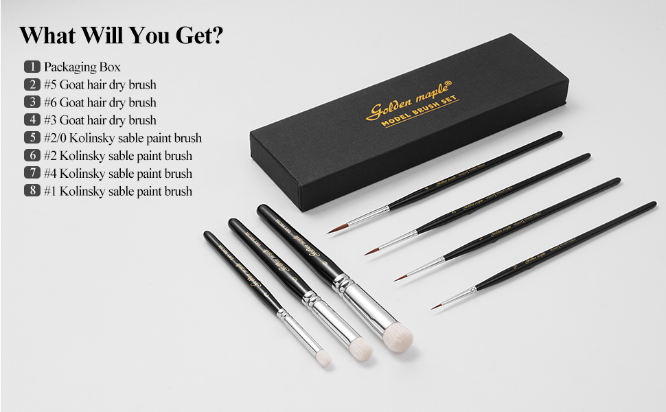 Golden Maple Master I: 7PCS Kolinsky Sable & Goat Hair Miniature Paint Brush Set
