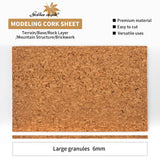 6mm large granule modeling cork sheet for thick rock layers, sturdy terrain bases, and mountain structure building.