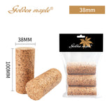 Golden Maple 38mm x 100mm cylindrical cork handles, packaged. Versatile for DIY crafts and modeling projects.