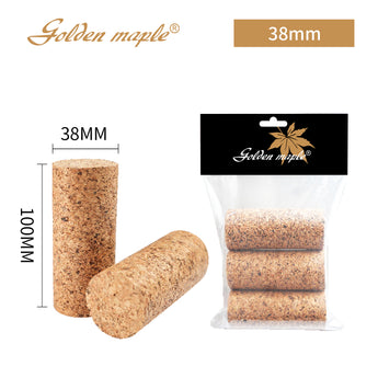 Golden Maple 38mm x 100mm cylindrical cork handles, packaged. Versatile for DIY crafts and modeling projects.