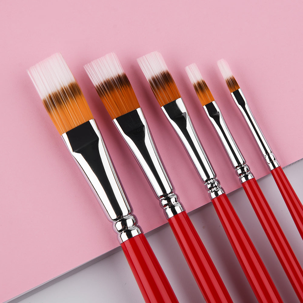 5PCS Long Flat Brush Set