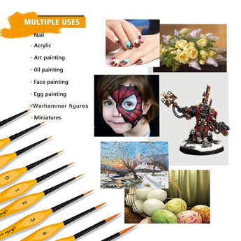 The brushes are suitable for nail art, miniature work, face art, and painting.