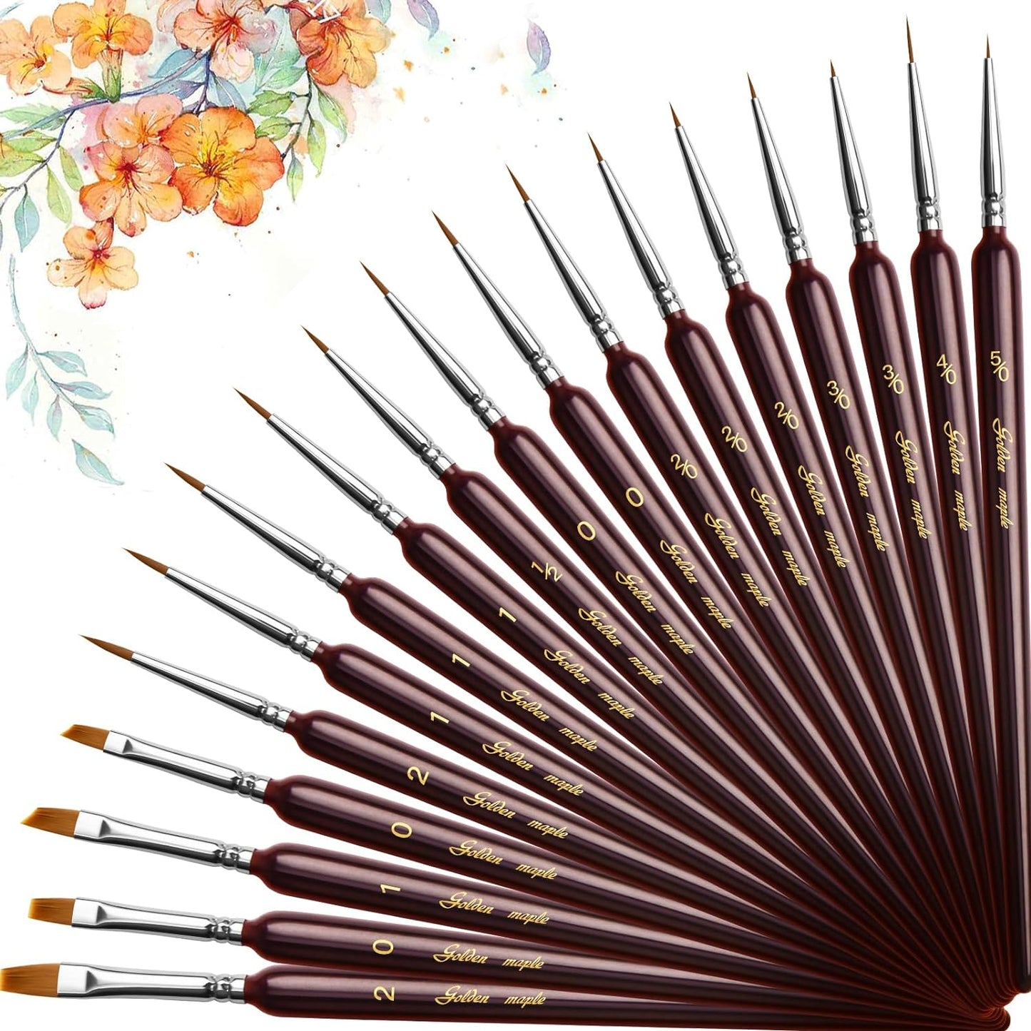 Golden Maple 18PCS Professional Miniature painting Kit Fine detail brushes for acrylics, oils, watercolors & Paint by Number,Citadel,Figurine,3D Model