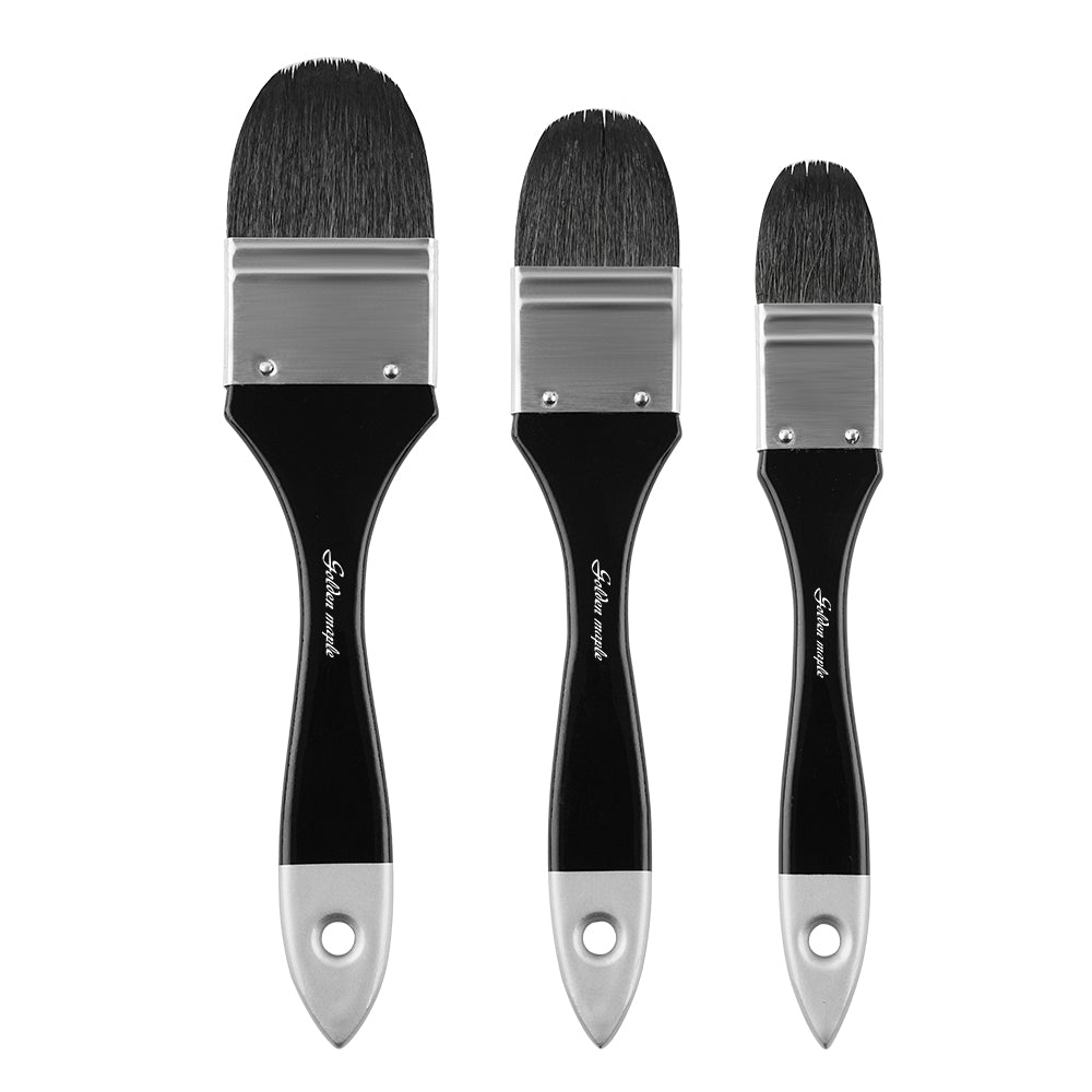 Golden Maple 3PCS Synthetic Squirrel Hair Mop Hake Brush For Watercolor Acrylic Oil Painting