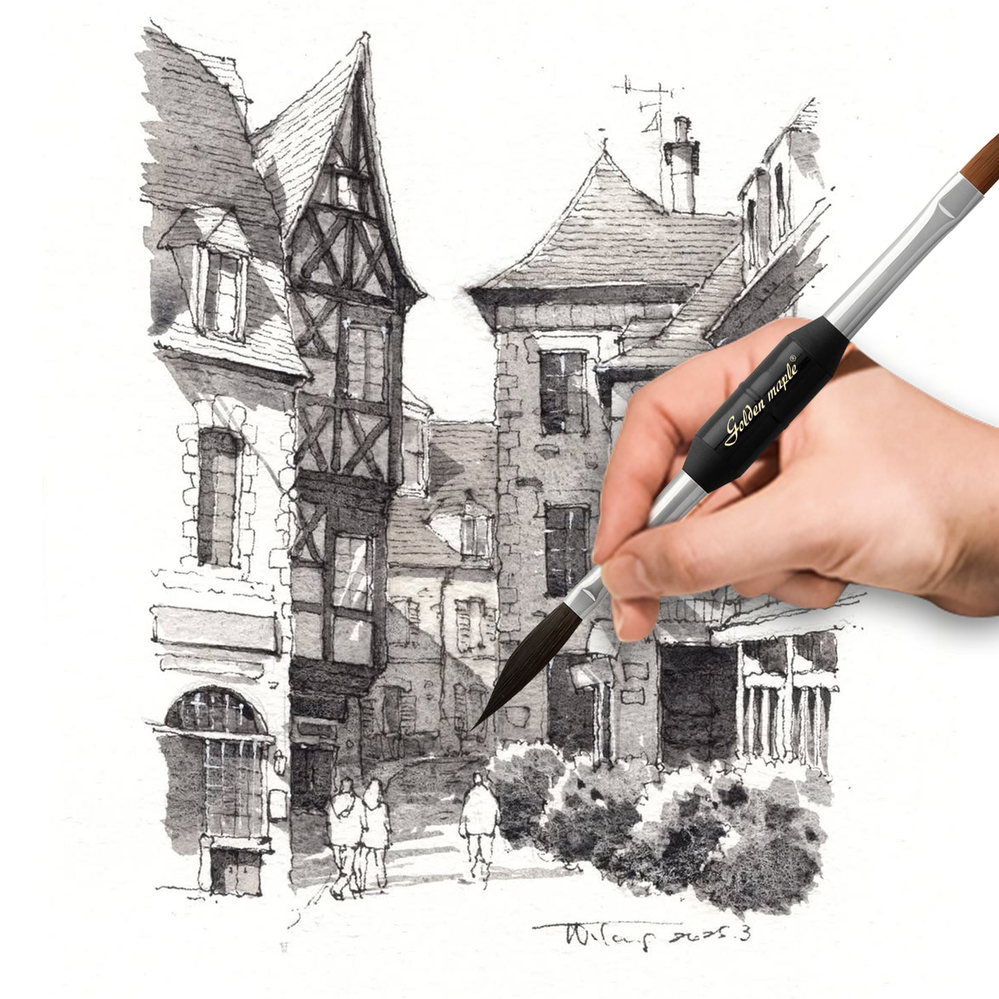 Pre order -Double-headed watercolor flat travel brush