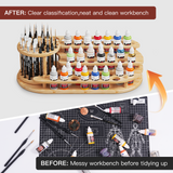 The paintbrush and paint storage box keeps the painting workspace tidy and well-organized.
