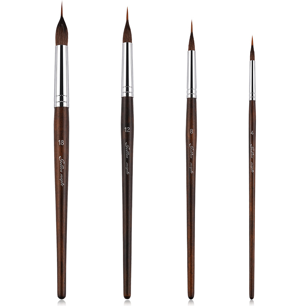 Golden Maple 4PCS Unique Needle Point Shaped Reservoir Rigger Brushes