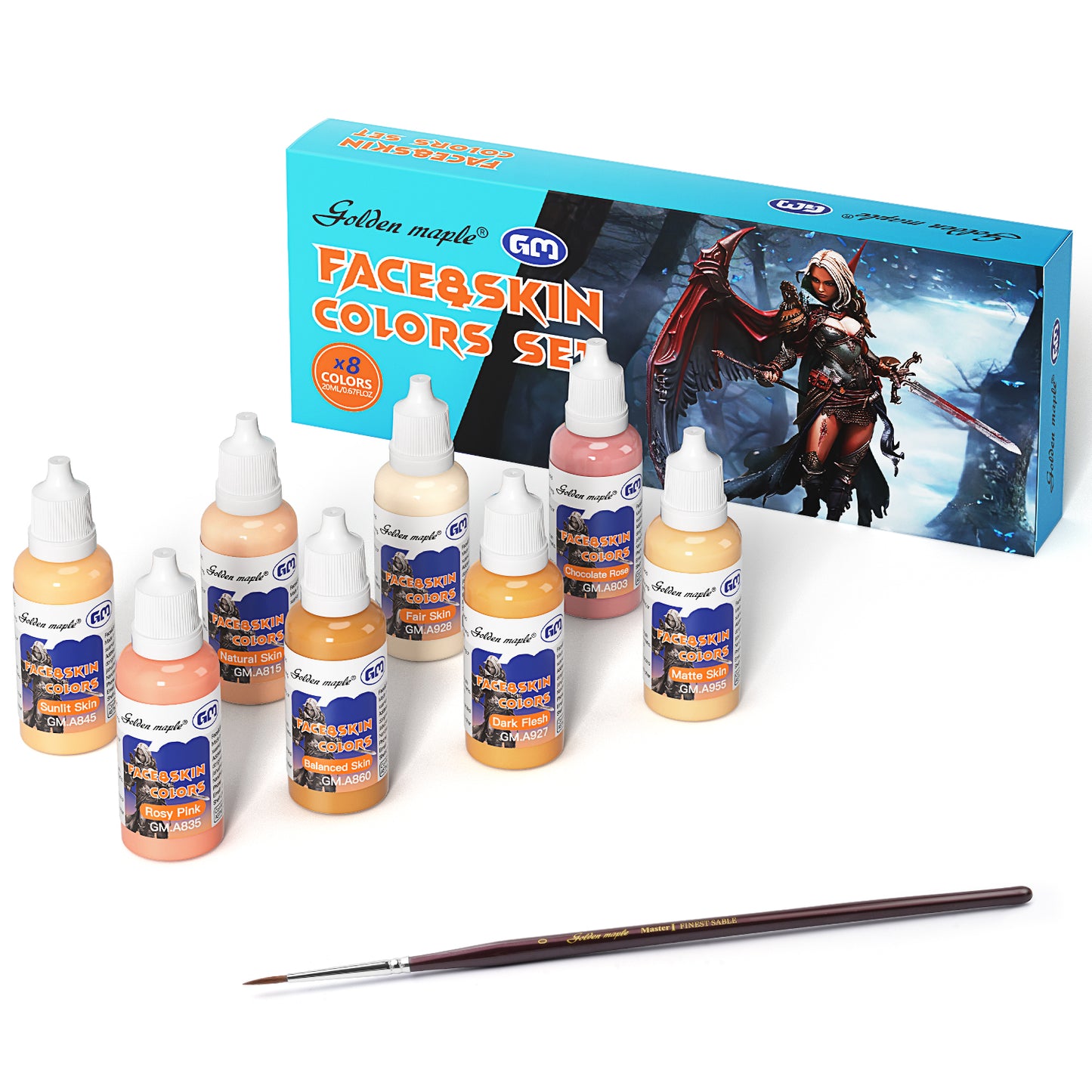 Golden Maple Miniature Paint Set - 8 x 20ml Skin Colors Acrylic Paint Set