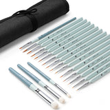 Golden Maple 18pc Synthetic Nylon Detail & Wool Dry Brushes Set with Travel Brush Roll for Miniature painting.