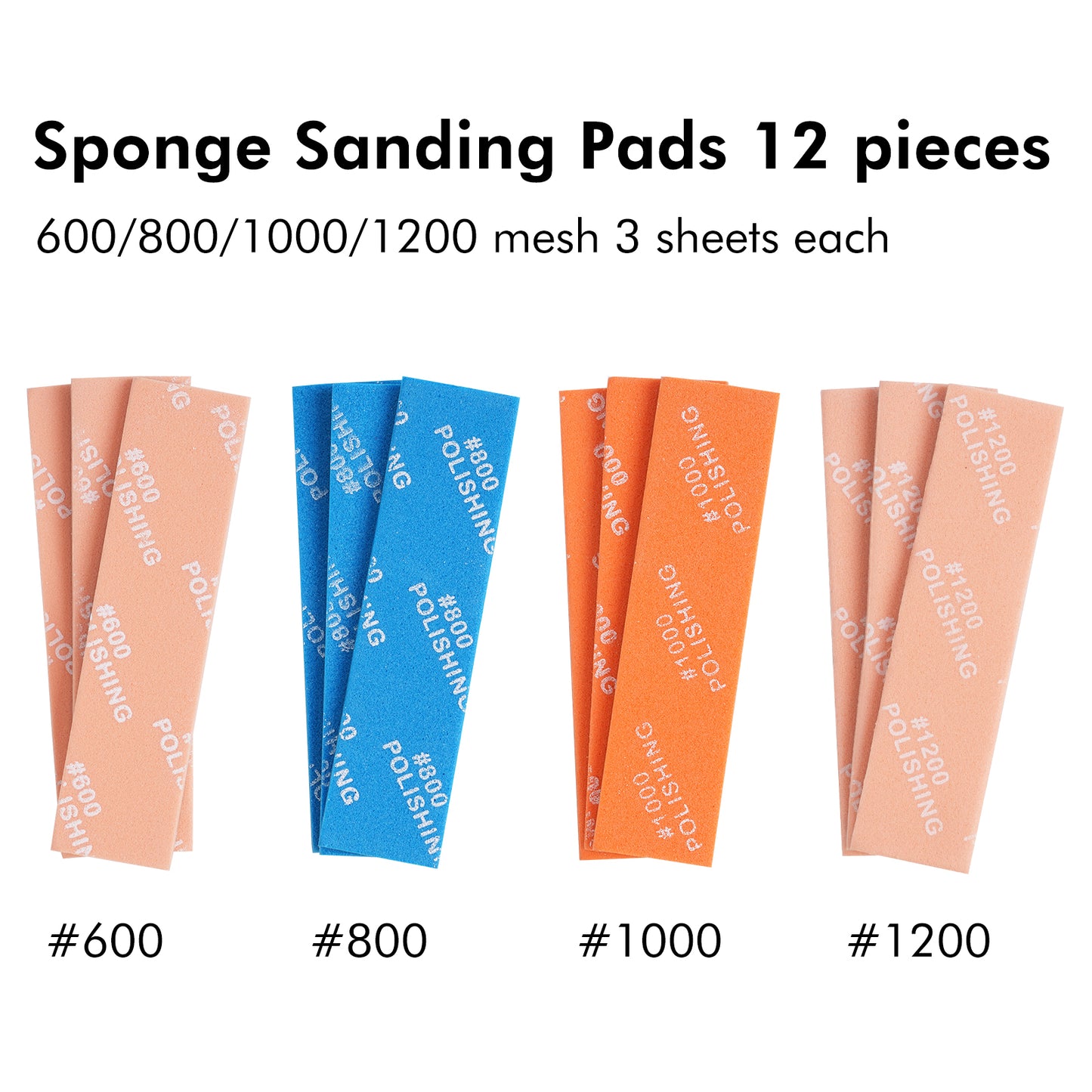 Golden Maple hand-made DIY sponge sandpaper block grinding strip handmade Foam Sanding Pads 12 pieces jewelry polishing arc surface wet and dry dual-use model tool Foam Sanding Pads