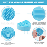 The silicone cleaner features three textures—"small symbol," "horizontal," and "dot"—which clean brushes effectively without damaging them.