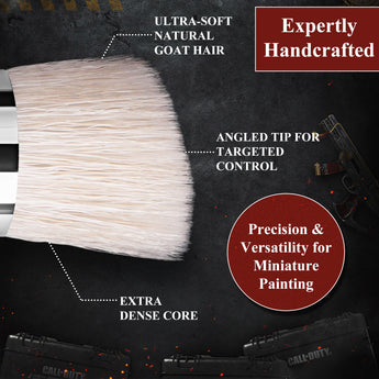 Handcrafted angled drybrush made with ultra-soft natural goat hair and a dense core for targeted paint control.