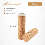 Golden Maple 30mm diameter x 100mm length cylindrical cork handles. Premium, easy to cut, beginner-friendly material.