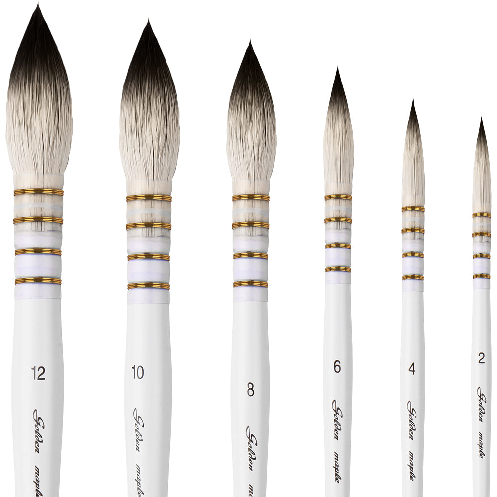 Natural Hair Mop Paintbrush With Round Quill Detail Fine Tip For Watercolor Gouache Ink Painting