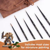 Six miniature detail brushes of different models.