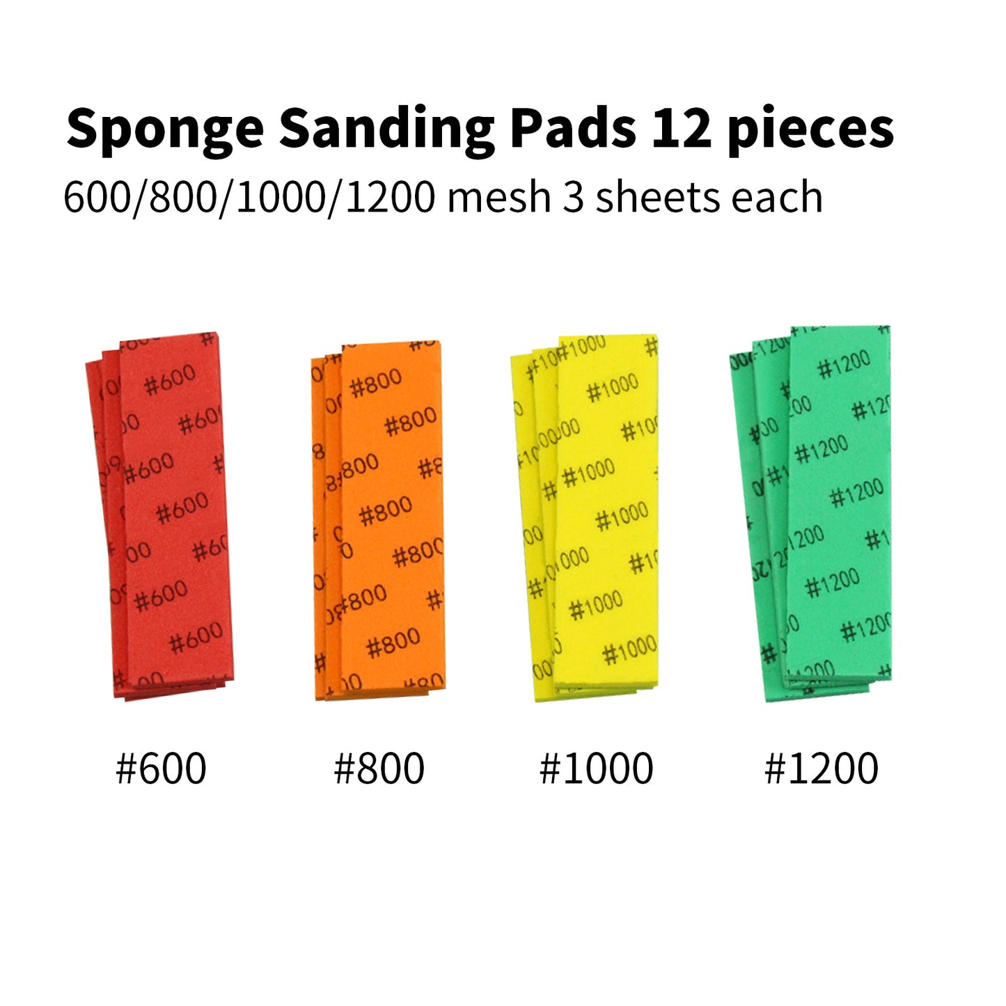 Golden Maple hand-made DIY sponge sandpaper block grinding strip handmade Foam Sanding Pads 12 pieces jewelry polishing arc surface wet and dry dual-use model tool Foam Sanding Pads