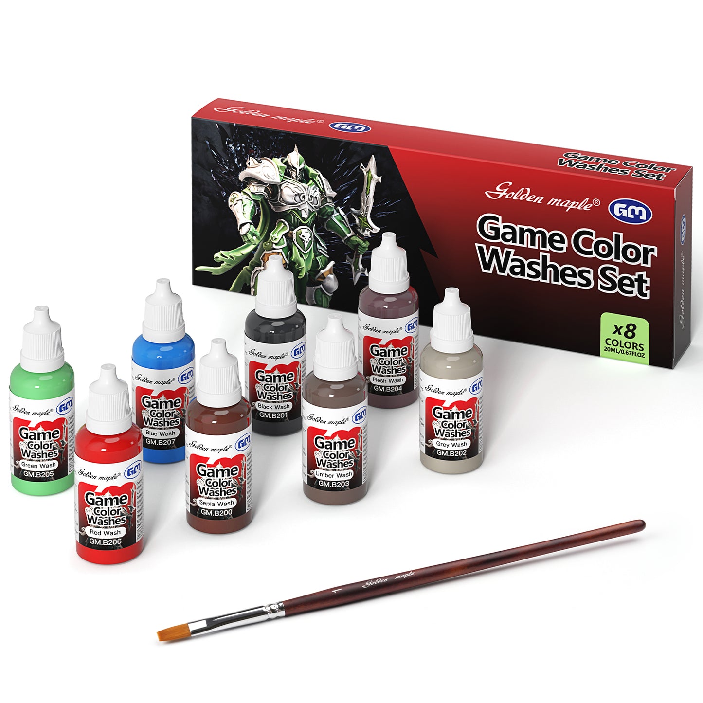 Golden Maple Miniature Paints Set - 8 x 20ml Game Colors Acrylic Paint Set