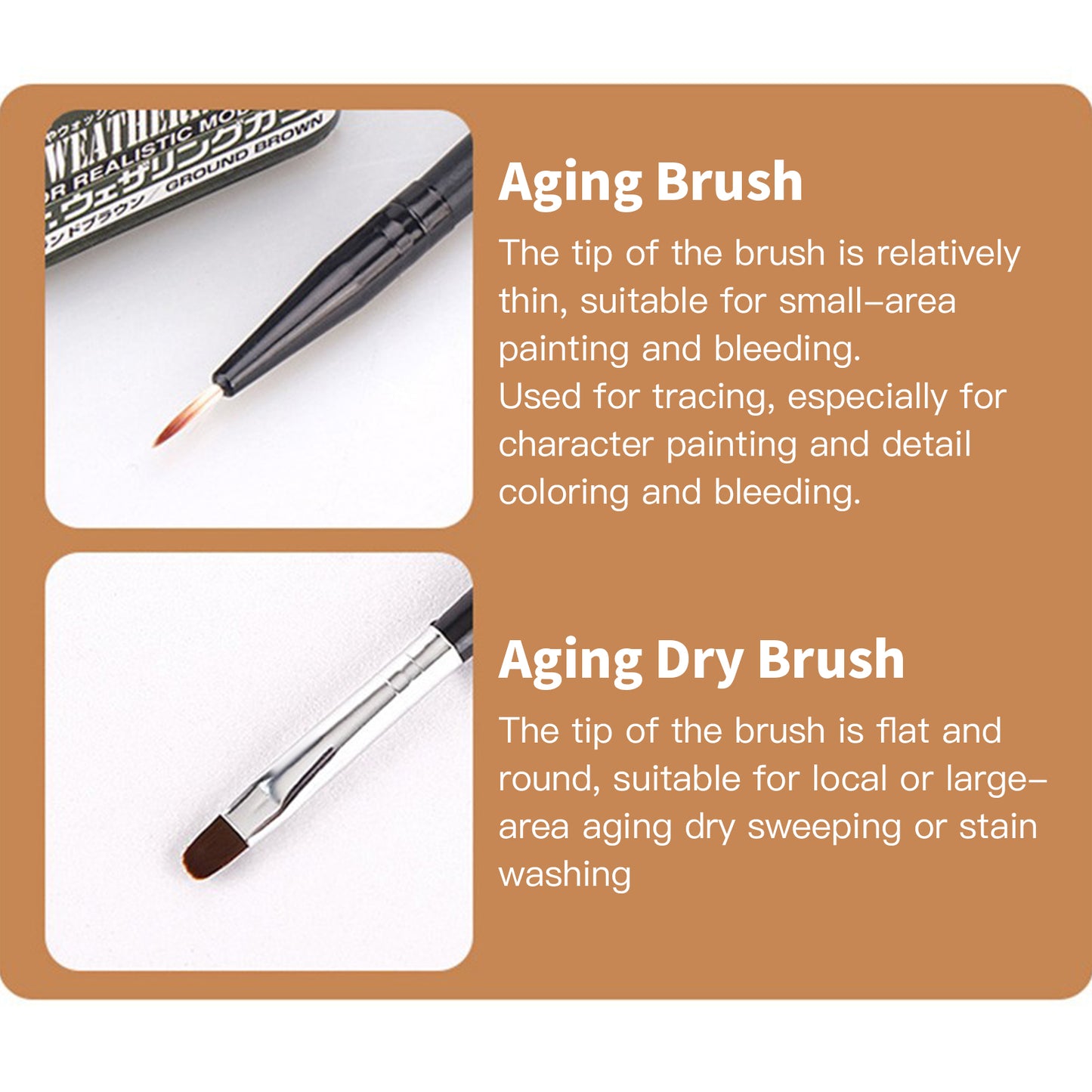 Golden Maple Model Weathering Tool Weathering Bleeding Line/Stroke Coloring Long-Handed Soft Nylon Brush