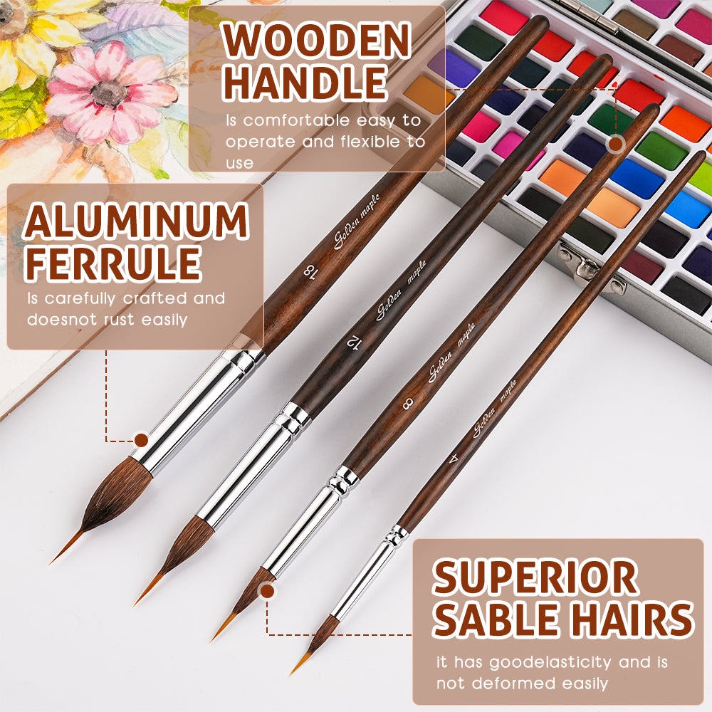 Golden Maple 4PCS Unique Needle Point Shaped Reservoir Rigger Brushes
