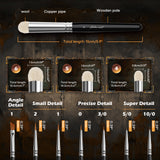 Golden Maple 10pcs Micro Detail Paint Brush Set with a full-size chart.