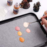GoldenMaple Detail Brush mixing skin tones on professional wet palette hydration paper for miniatures.