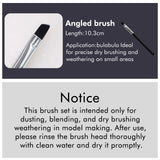 Golden Maple angled brush (dry brushing, weathering) and care instructions for model aging brushes.