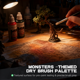 Drybrush palette textured surface for pre-paint testin & precise brush prep.