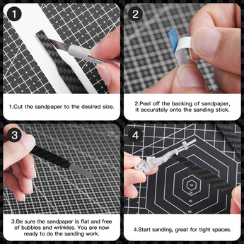Step-by-step demonstration of how to use sanding plates.