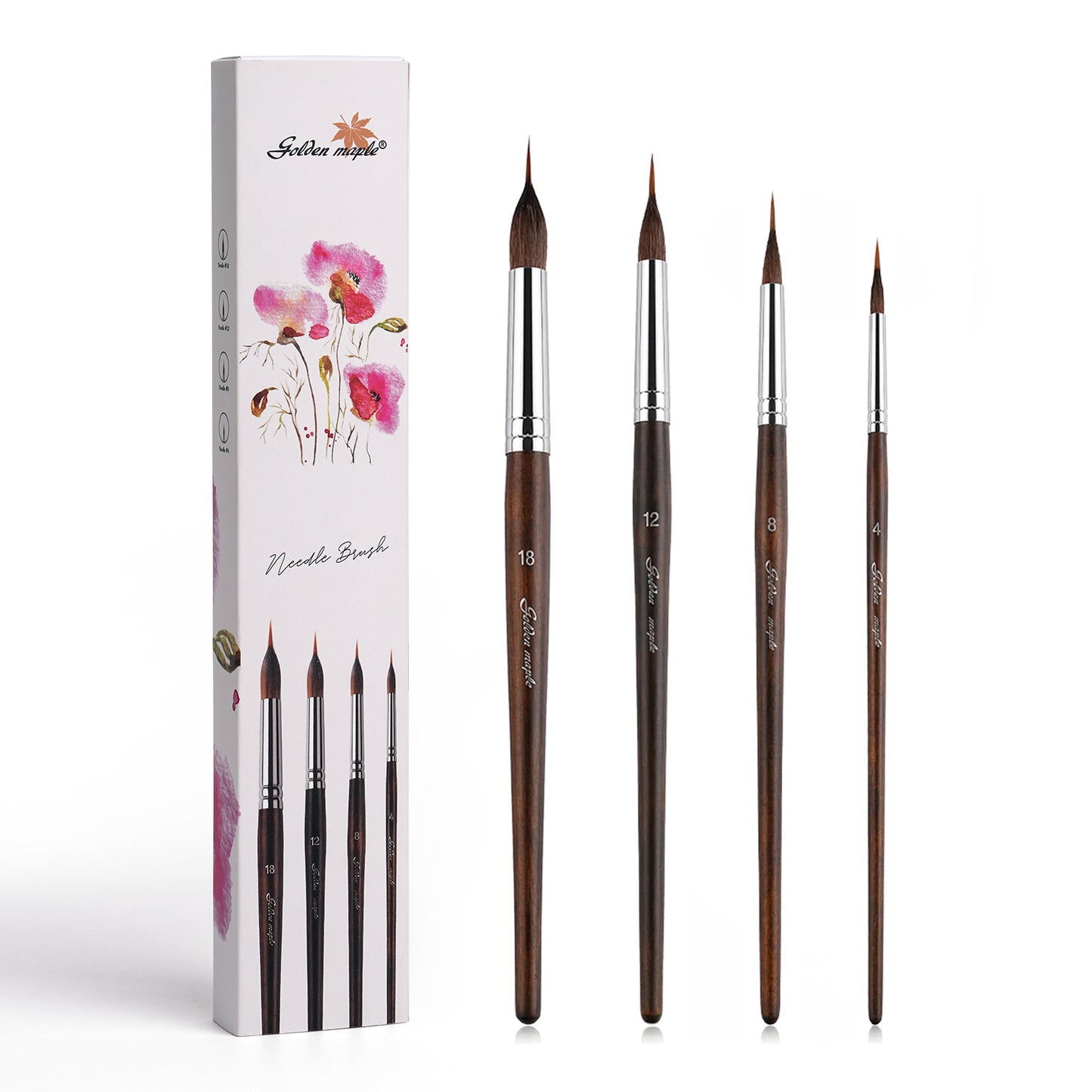 Golden Maple 4PCS Unique Needle Point Shaped Reservoir Rigger Brushes