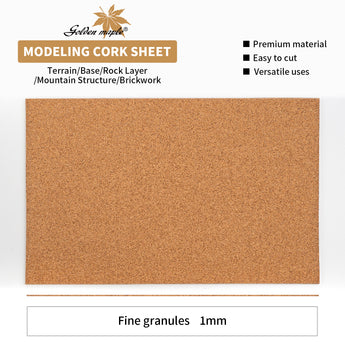 1mm fine granule modeling cork sheet for detailed terrain bases and miniature rock layers.