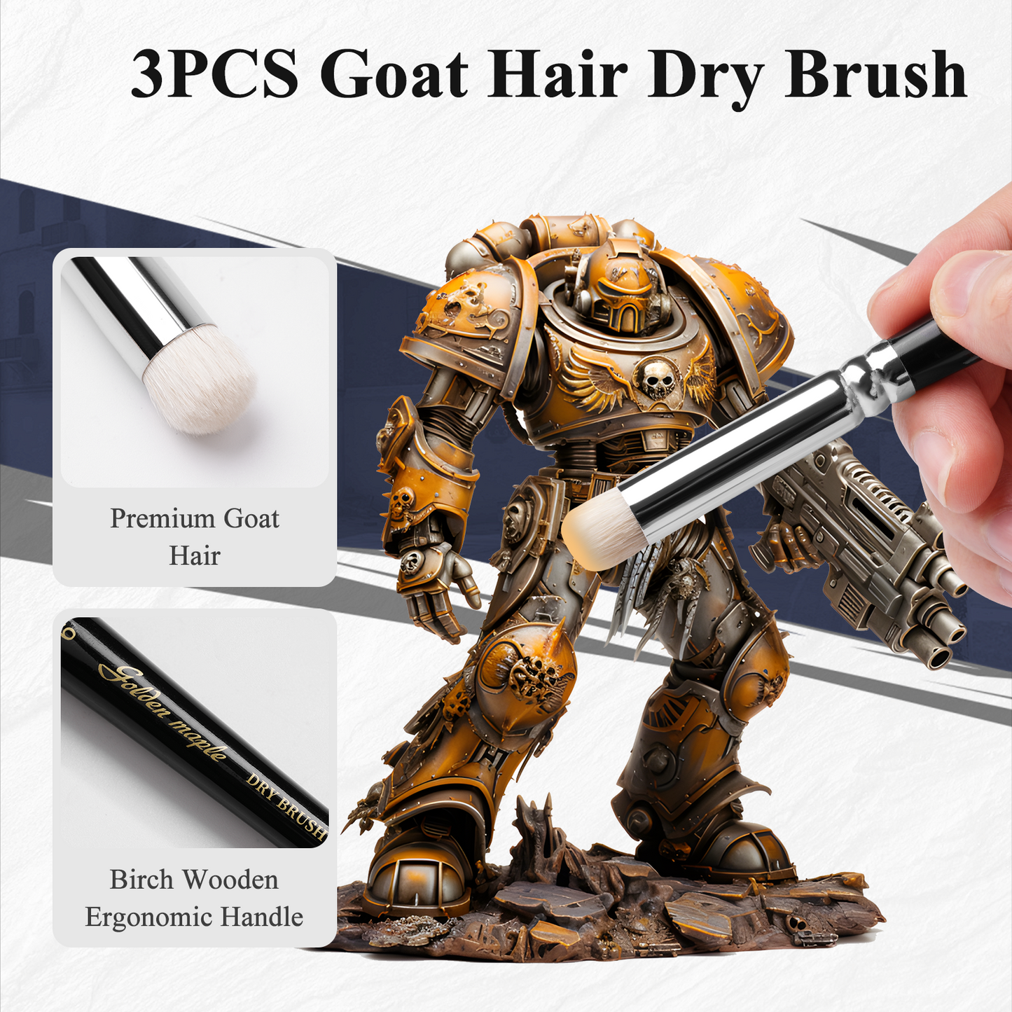 Golden Maple Master I: 7PCS Kolinsky Sable & Goat Hair Miniature Paint Brush Set