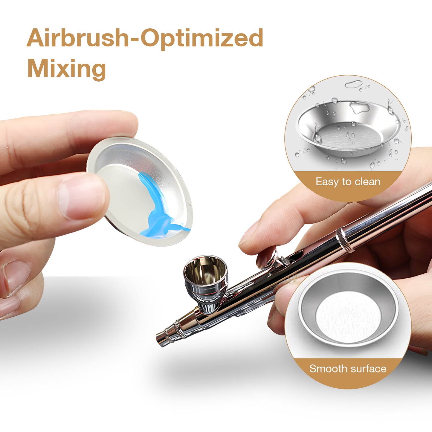 Golden Maple 2PCS Small Paint Tray Paint Mixing Palette 2PCS Metal Paint Stirrers and 2PCS Clear Plastic Droppers for DIY Art Craft, Airbrush Model Paints, Watercolors Small Round Mixing Palette Paint Tray, Pigment Mixing Cups