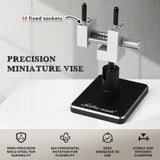 The miniature vise is equipped with 14 fixed sockets.