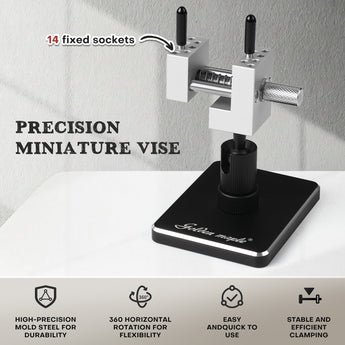 The miniature vise is equipped with 14 fixed sockets.
