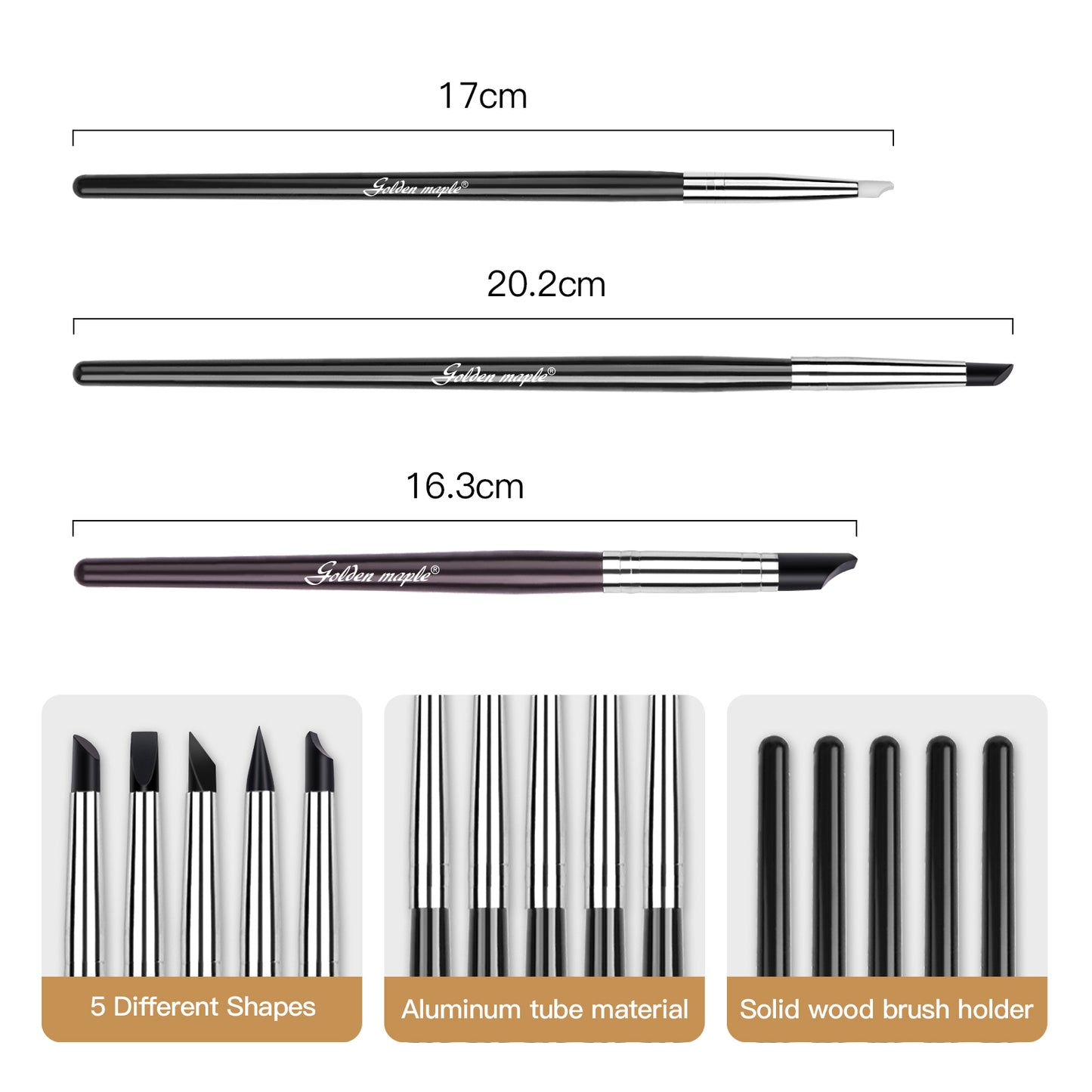 Golden Maple Clay Shapers - Color Shapers Black Firm Clay Coloring Drawing Tool Set - 5pcs Silicone Tips, Clay Shapers, Pottery Painting Tools