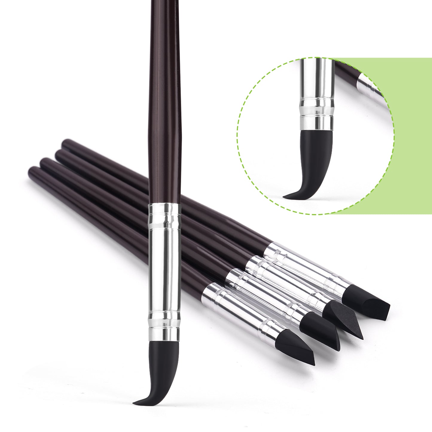 Golden Maple Clay Shapers - Color Shapers Black Firm Clay Coloring Drawing Tool Set - 5pcs Silicone Tips, Clay Shapers, Pottery Painting Tools