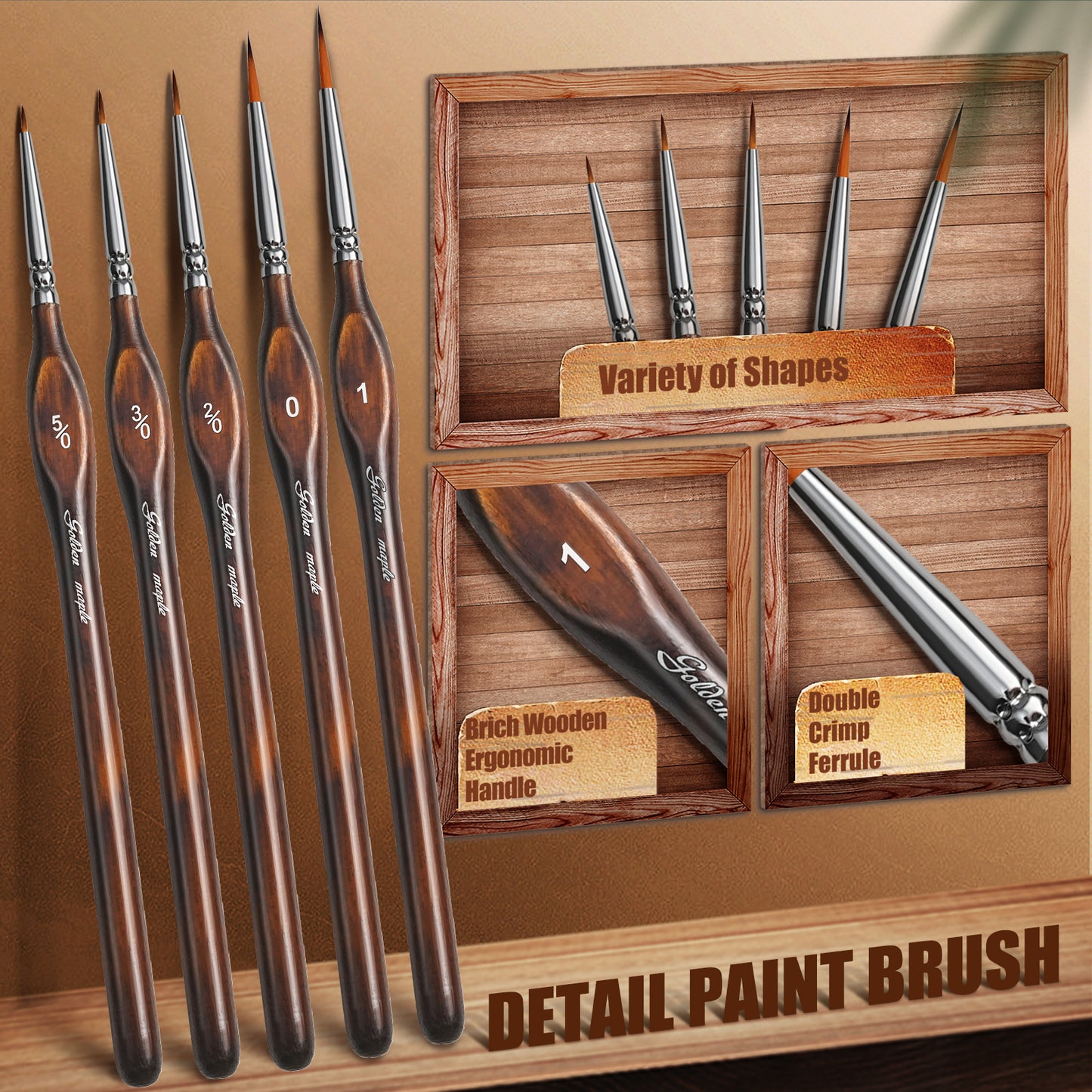 Golden Maple 10PCS Detail & Dry Brush Set