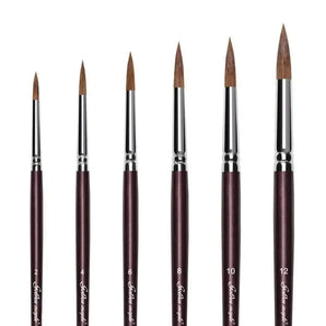Arce dorado 6pcs Sable Hair Round Paint Brush Set (8168-GM)