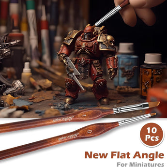 Golden Maple Flat Angle Synthetic Micro Detail Paint Brushes for miniature painting & acrylic models.