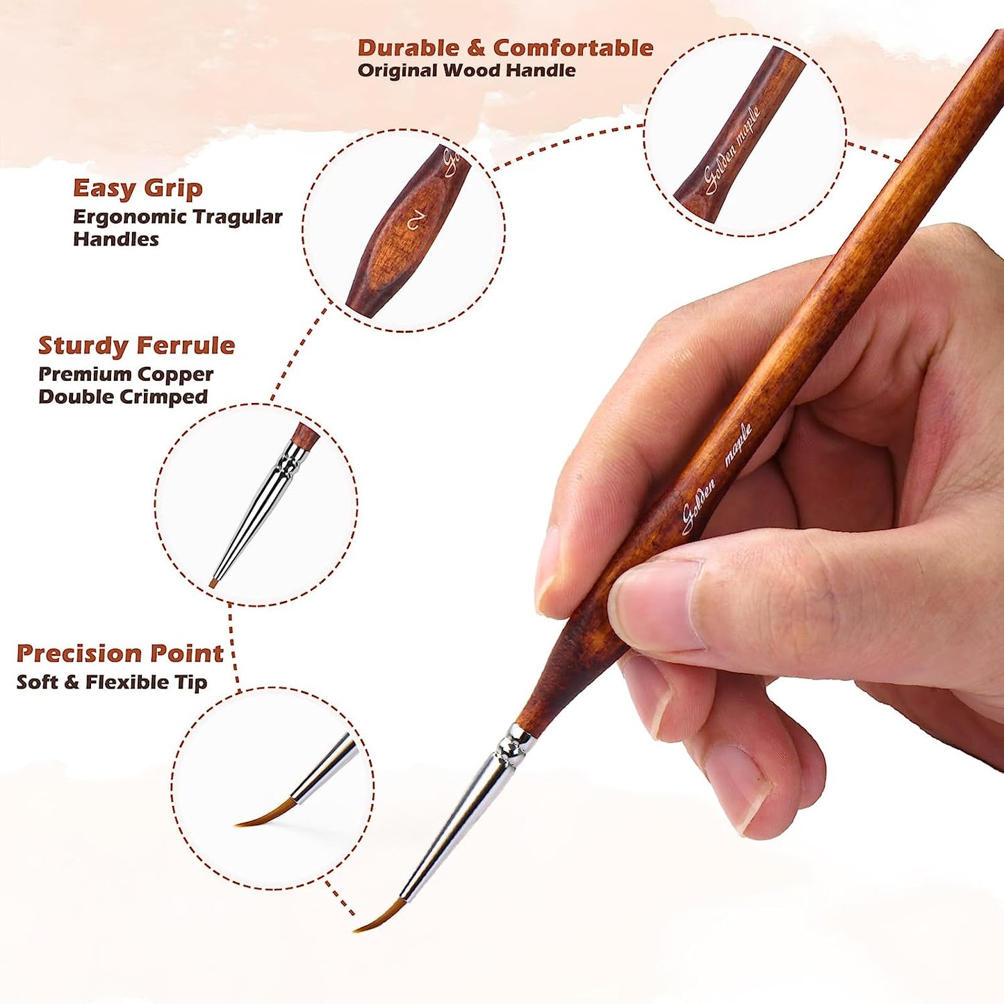Altın akçaağaç minyatür model boya Brushes-10pcs mikro detay boya fırçası seti