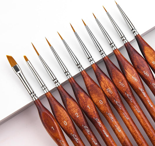 Miniaturowy model farby Golden Maple Brushes-10pcs mikro-szczegół Zestaw pędzli