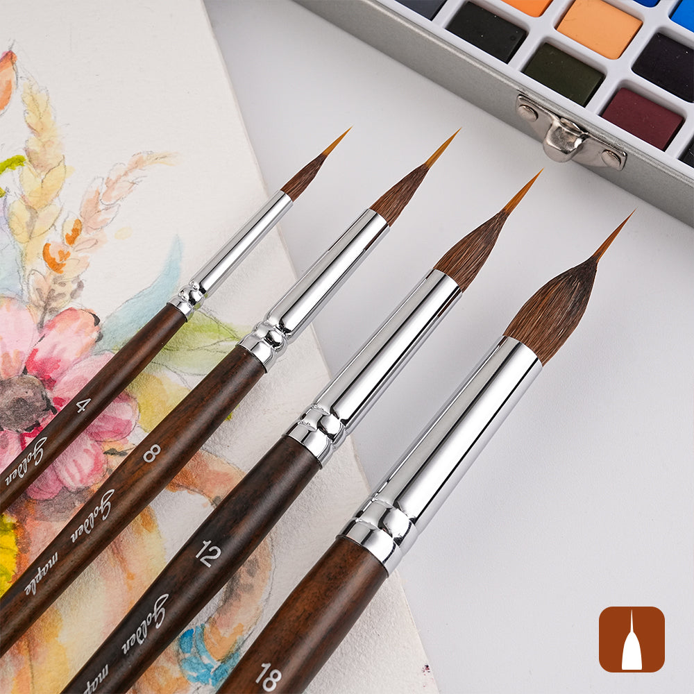 Golden Maple 4PCS Unique Needle Point Shaped Reservoir Rigger Brushes