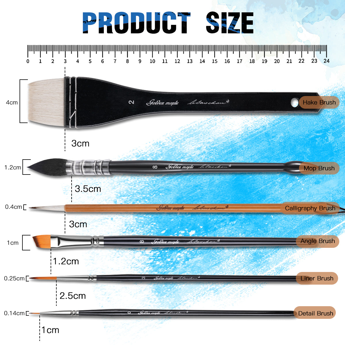 Golden Maple & Le Bao Chau 6PCS Professional Watercolor Gouache Brush Set