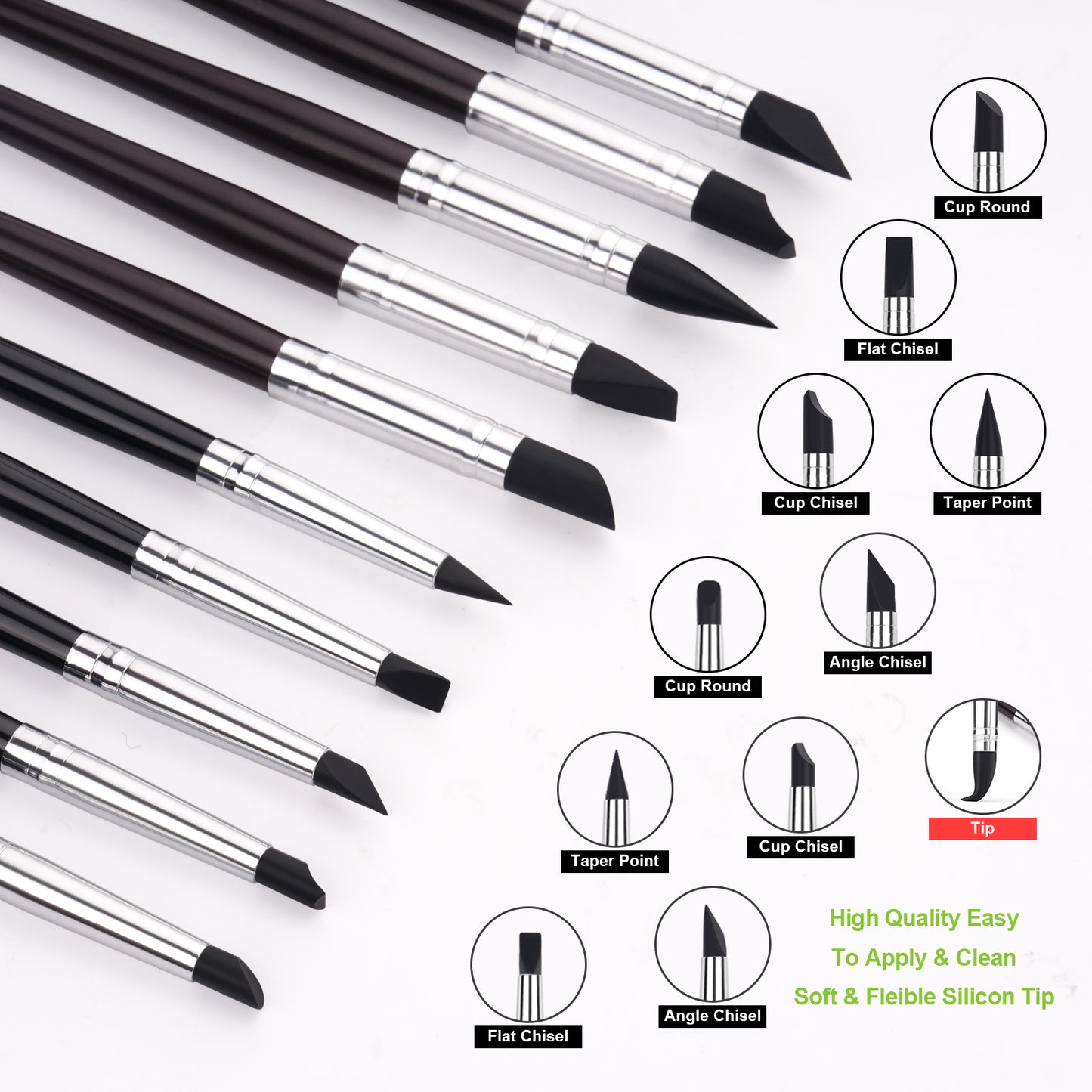 Golden Maple Clay Shapers - Color Shapers Black Firm Clay Coloring Drawing Tool Set - 5pcs Silicone Tips, Clay Shapers, Pottery Painting Tools