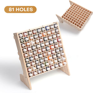 81-Hole Wooden Paint Rack Organizer for Miniature Paints