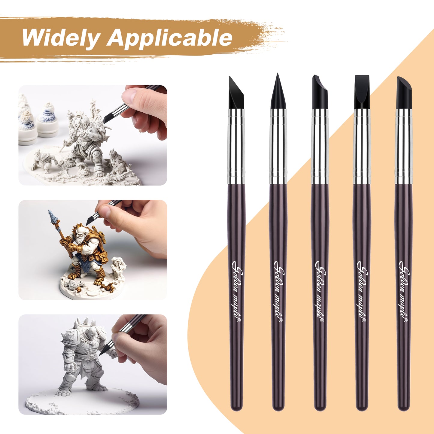 Golden Maple Clay Shapers - Color Shapers Black Firm Clay Coloring Drawing Tool Set - 5pcs Silicone Tips, Clay Shapers, Pottery Painting Tools