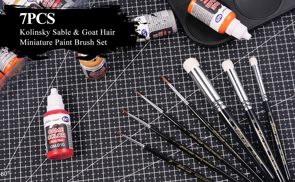 Golden Maple Master I: 7PCS Kolinsky Sable & Goat Hair Miniature Paint Brush Set