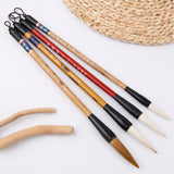 4 Calligraphy Brushes with natural hair tips for Sumi-e, watercolor painting & fine detail art.