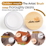 The brush cleaning soap can clean watercolor and acrylic paints.