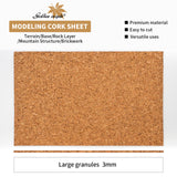 3mm large granule modeling cork sheet for professional diorama terrain, mountain structures, and rock layer effects.